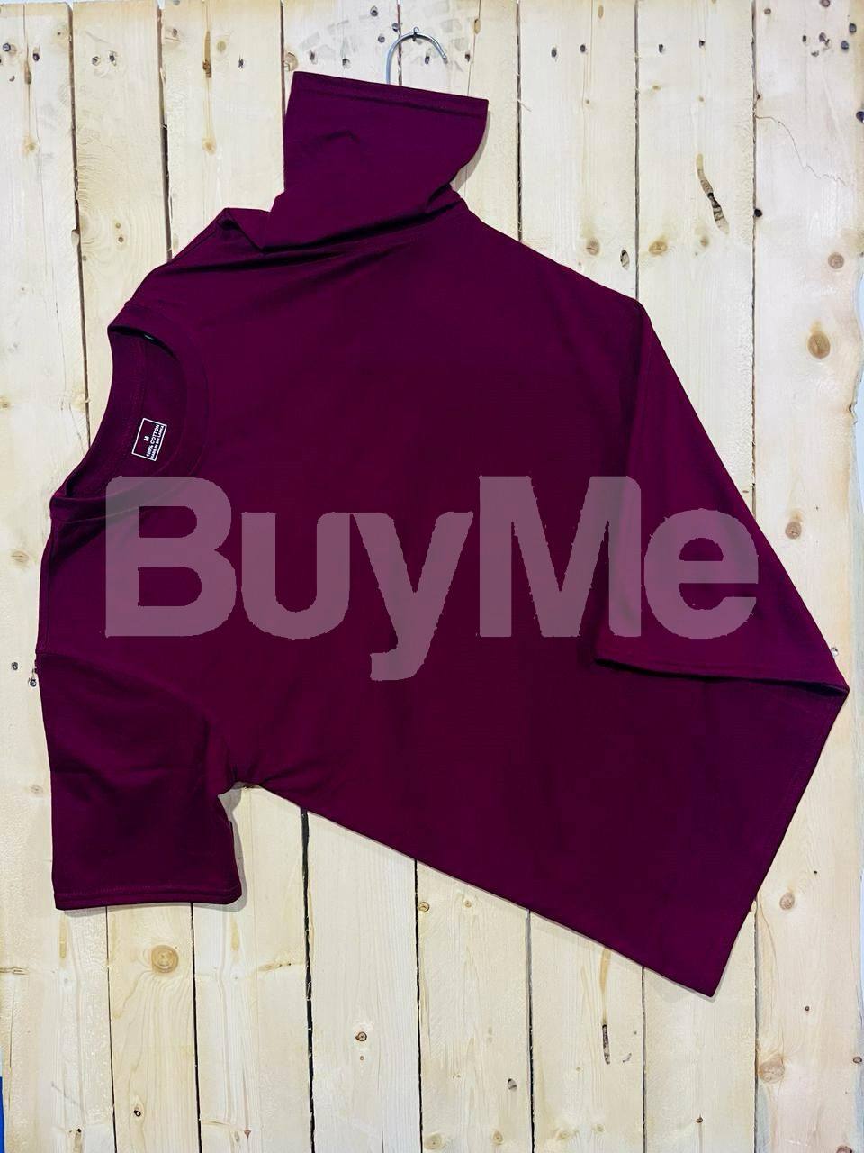 PLAIN UNISEX- CREW NECK T SHIRT - DARK PURPLE