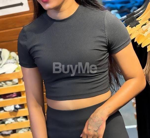 SHORT SLEEVE RIB CROP TOP