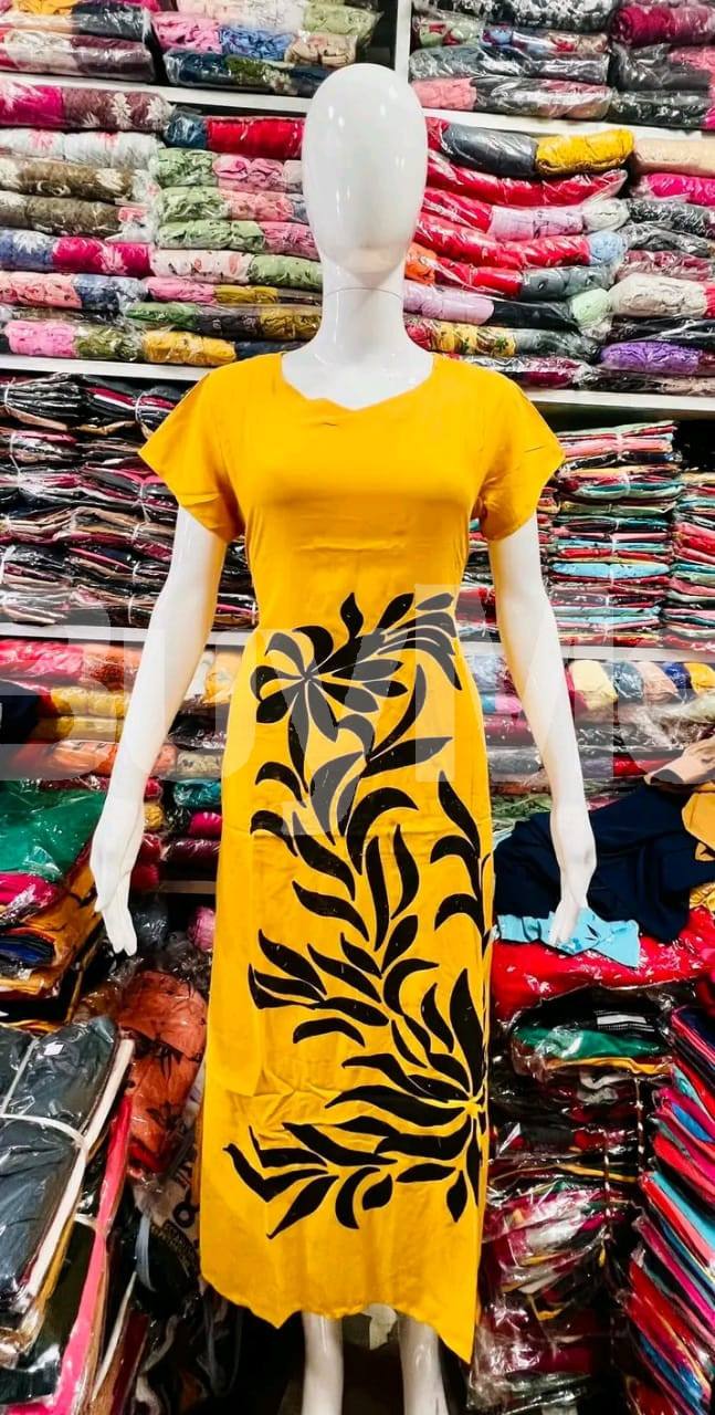VISCOUS 40,S MATIRIAL LONG FROCKS - YELLOW