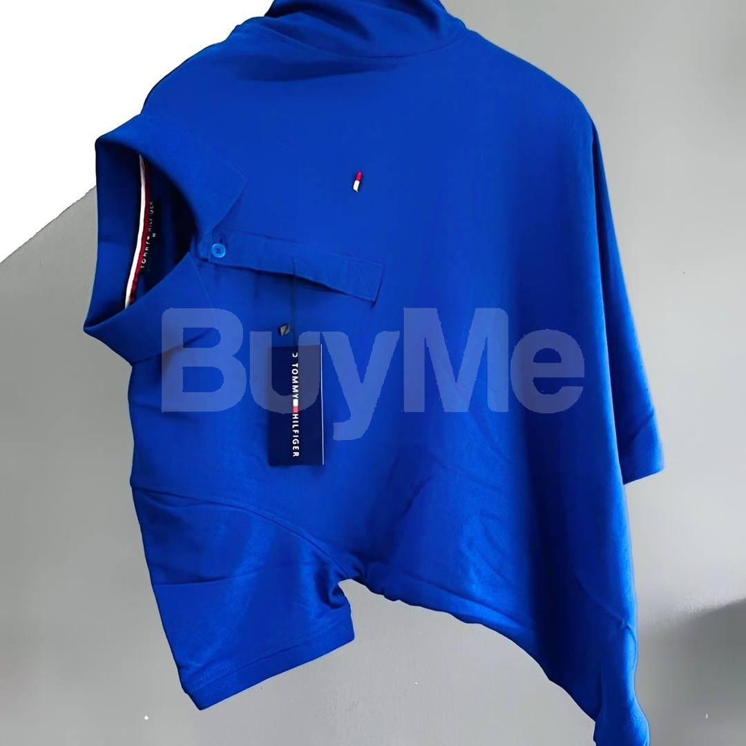 TOMMY BRAND COLLAR T-SHIRTS - BLUE