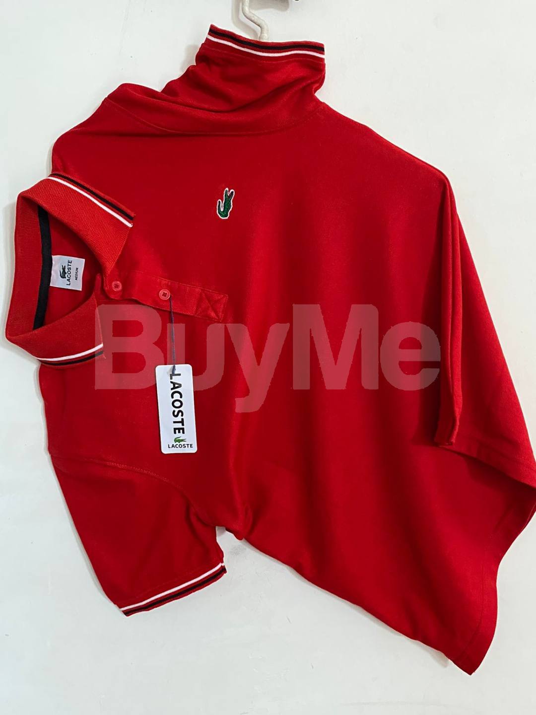 PREMIUM QUALITY. LACOSTE BRAND COLLAR T-SHIRTS - RED