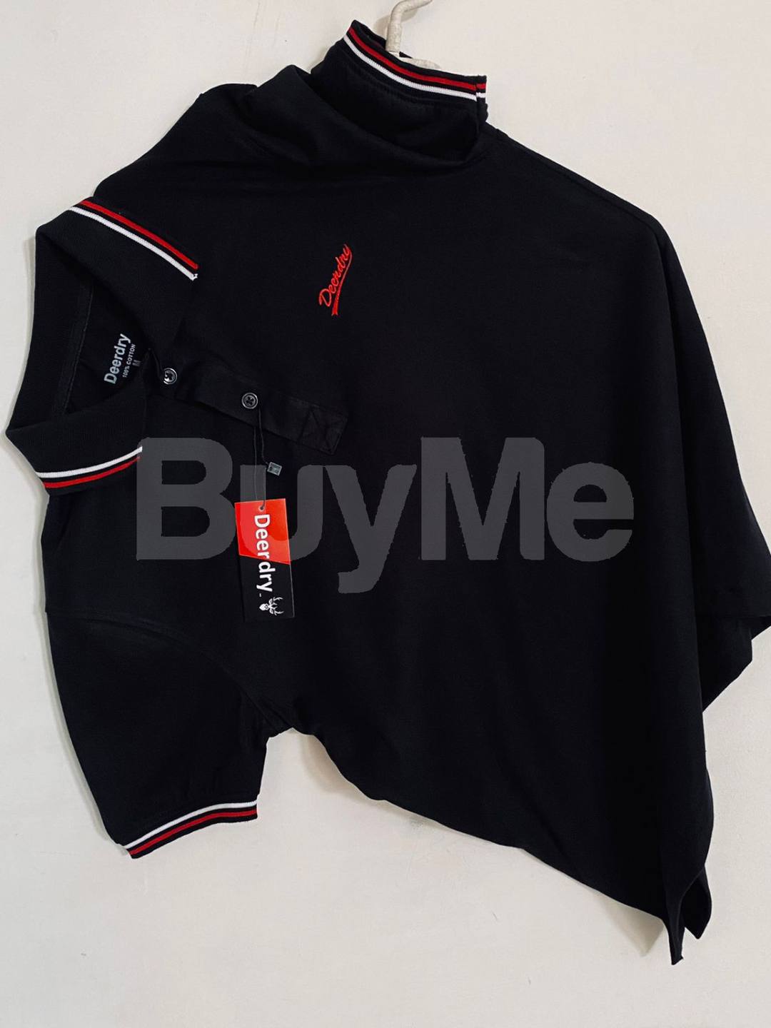 DEERDRY BRAND. COLLAR T-SHIRTS - BLACK