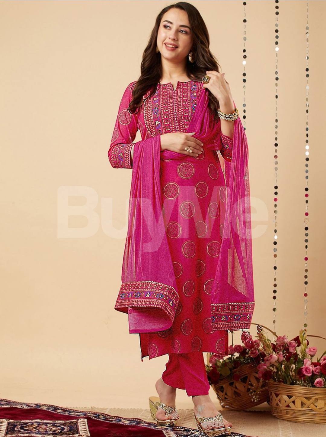 NEW REYON BEAUTIFUL SUIT SET AND DUPATTA - PINK