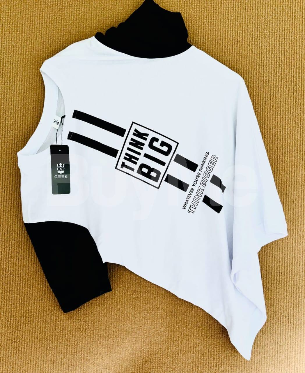 BACK SIDE PRINT NECK T SHIRT - WHITE colour