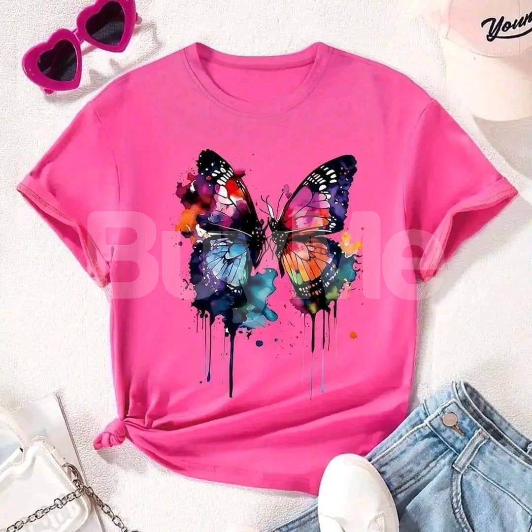 LADIES PRINTED T-SHIRT - PINK
