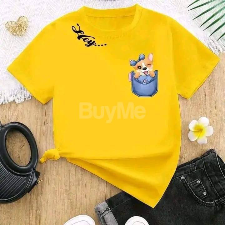 LADIES PRINTED T-SHIRT - YELLOW