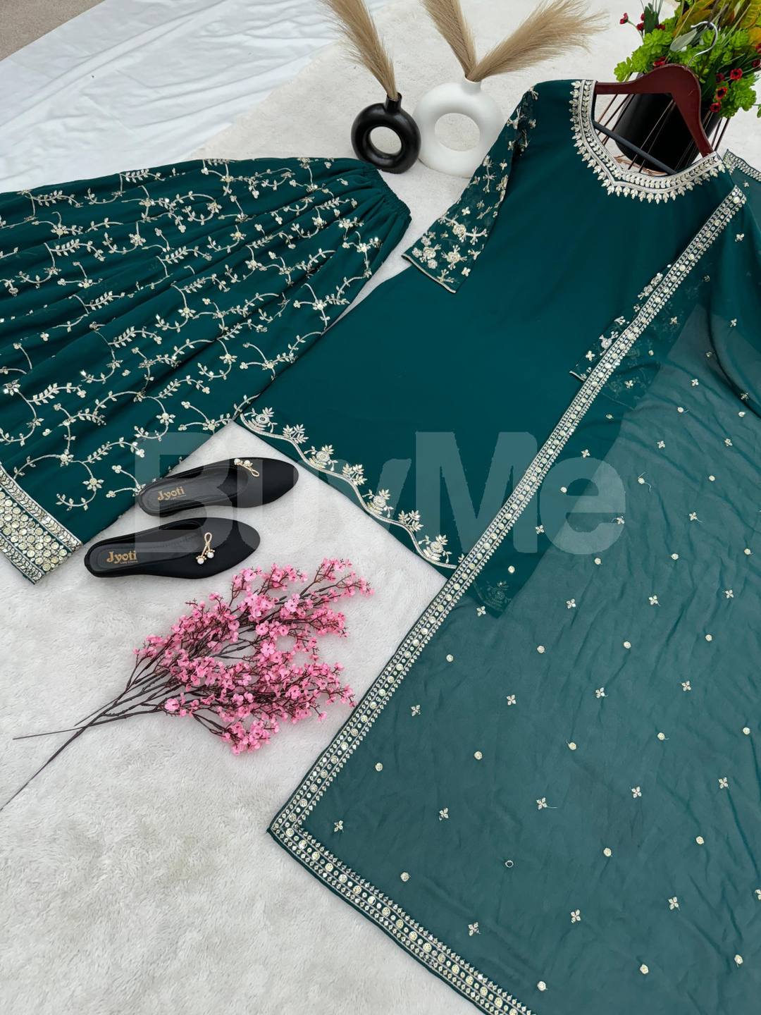 PARTY WEAR LOOK TOP-PLAZZO AND DUPATTA WITH HEAVY EMBROIDERY